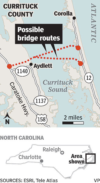 (The Virginian-Pilot) Map with proposed bridge routes