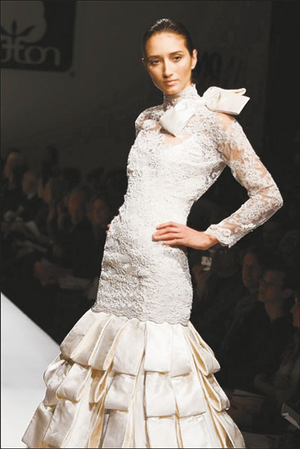 This bridal gown was designed by Jocelyn Coles who moved to Chesapeake in