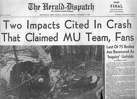 marshall university plane crash front