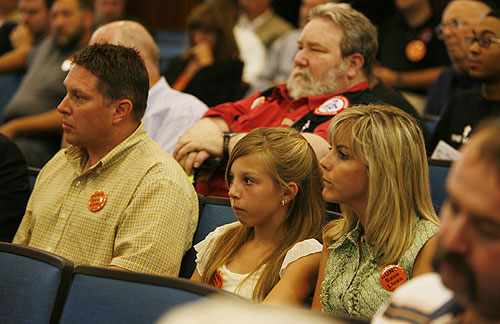 Chet Szymecki, who was arrested in June at Harborfest, was joined Tuesday by his daughter Kiersten, 13, and his wife, Deborah.         